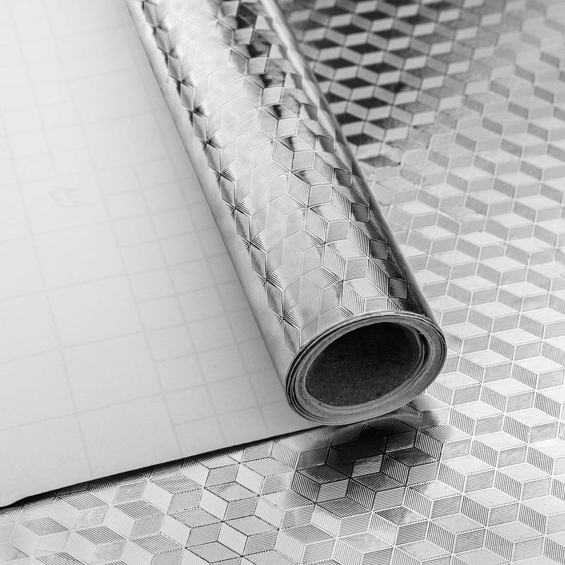rolka (0,4 * 10 m) Srebrna tapeta kuchenna, samoprzylepna rolka folii aluminiowej w kształcie diamentu, wodoodporna i odporna na wilgoć