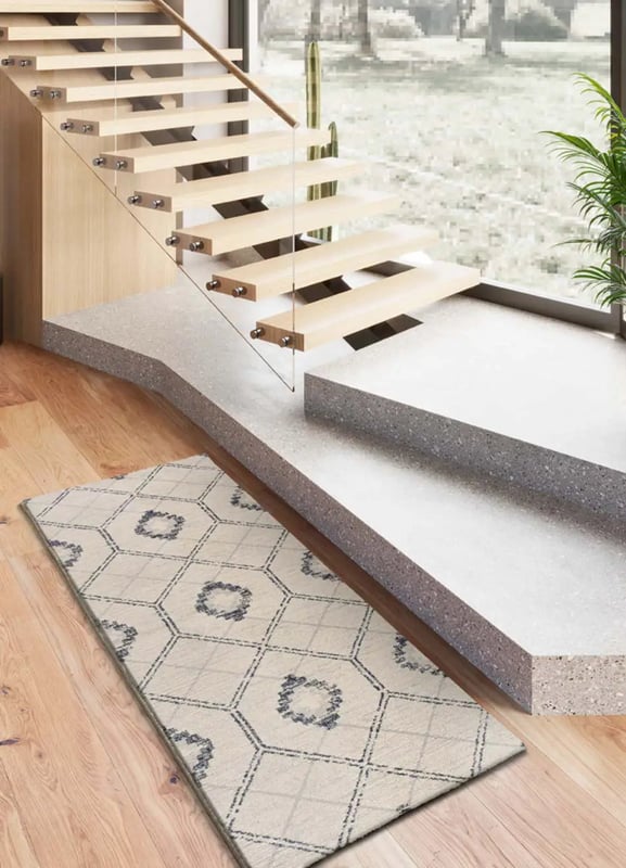 Dywan wewnętrzny prostokątny, niebieski / biały, 80 x 200 cm, SIROCO geometryczny - ATTICGO