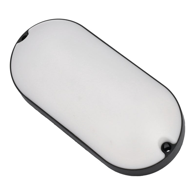 Lampa ścienna, montaż wpuszczany, owalna powierzchnia, 15 W, zimna biel 6000 K, IP54, czarna rama