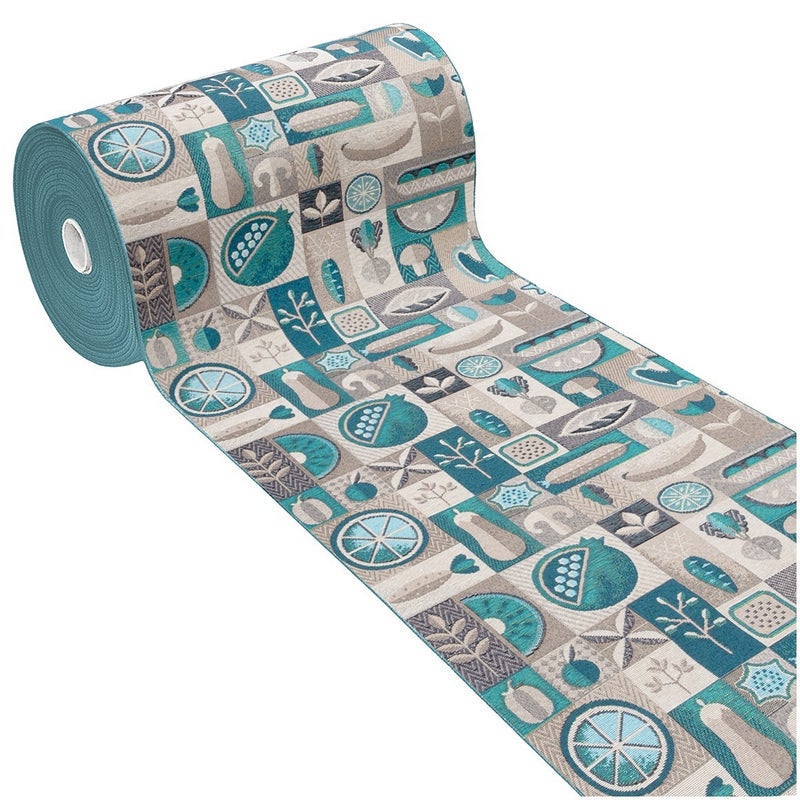 Dywanik Kuchenny 52x80 Cm Chłonny Obrzeże Antypoślizgowy Owoce i Warzywa Drogowskaz Nadaje Się Do Prania Niebieski