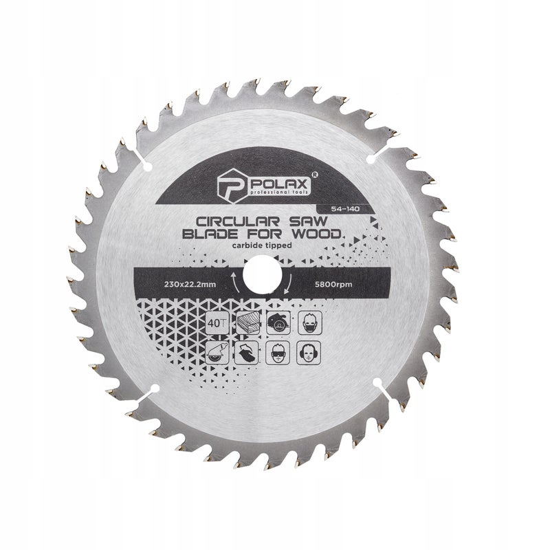 Polax Tarcza piła tarczowa do drewna 230 x 22.2/20, 40Т