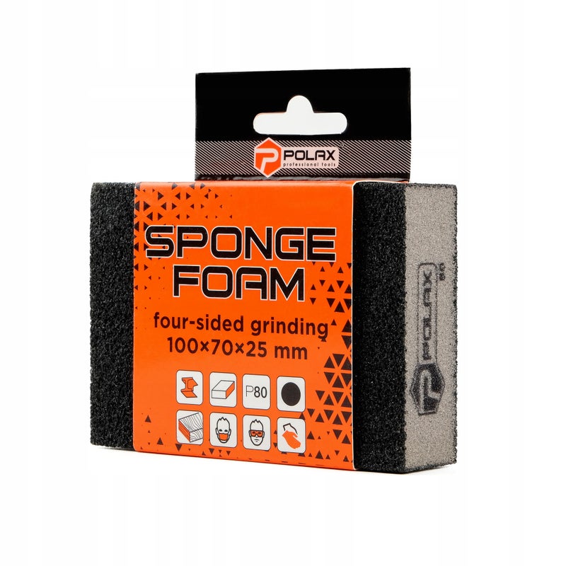 Polax Klocek kostka gąbka ścierna szlifierska 100×70×25mm P80