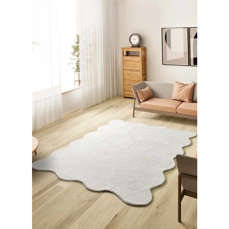 Dywan wewnętrzny falowany brzeg, biały, 120 x 170 cm, MELLOW gładki - ATTICGO