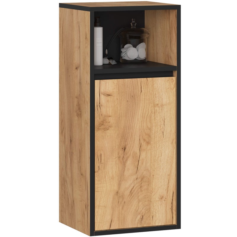 Szafka łazienkowa wisząca AKORD VAMI Dąb Craft, Czarny 35 cm 1 drzwi 3 półki 35x80x30 cm