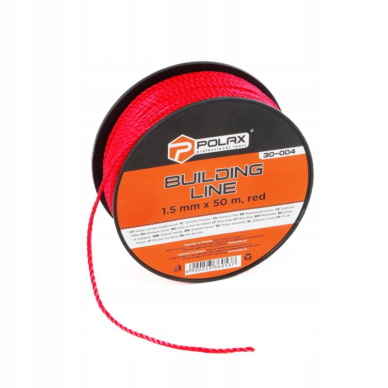 Polax Sznur sznurek murarski budowlany 1.5mm x 50m czerwony