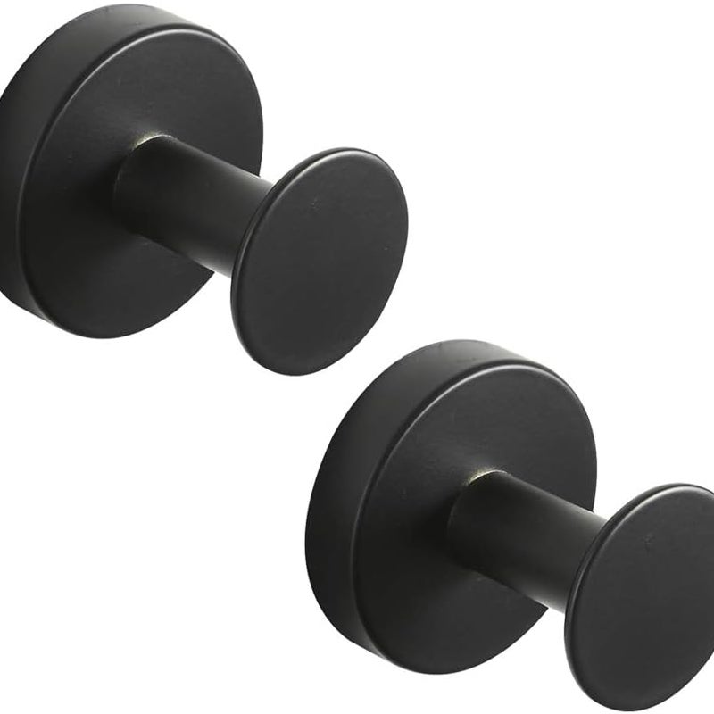 Zestaw 2 okrągłych wieszaków na ubrania ze stali nierdzewnej, wykończenie w kolorze czarnym, montaż ścienny, wieszak na ręczniki w nowoczesnym stylu
