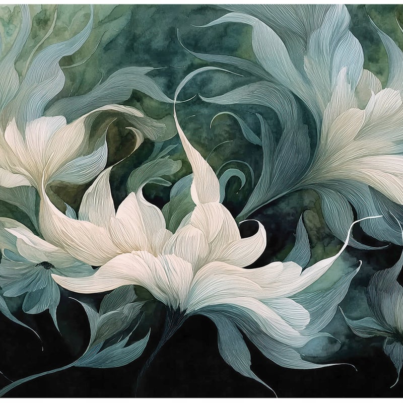 Fototapeta Kwiaty Abstrakcja Liście 400x280 cm Tapeta Do Sypialni Salonu Kuchni Na Flizelinie