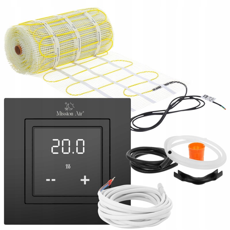 Zestaw mat grzewczych pod płytki MA-160 7m² + Aries LCD Czarny