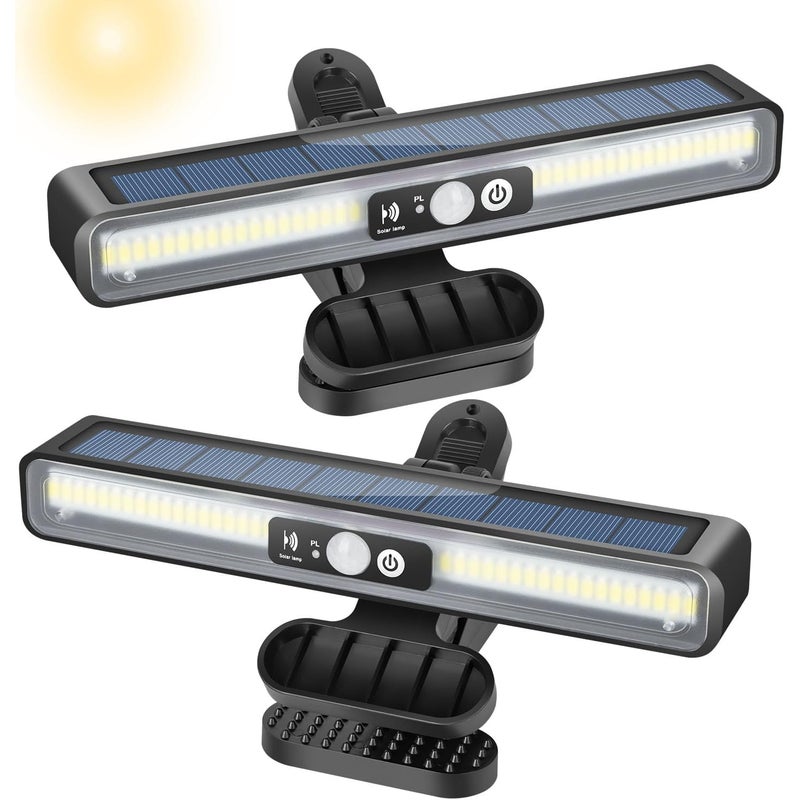 (6000K biały) Lampy solarne do użytku na zewnątrz, 2 sztuki lamp solarnych z klipsem i czujnikiem ruchu, 36 diod LED, lampa ścienna solarna, oświetlen