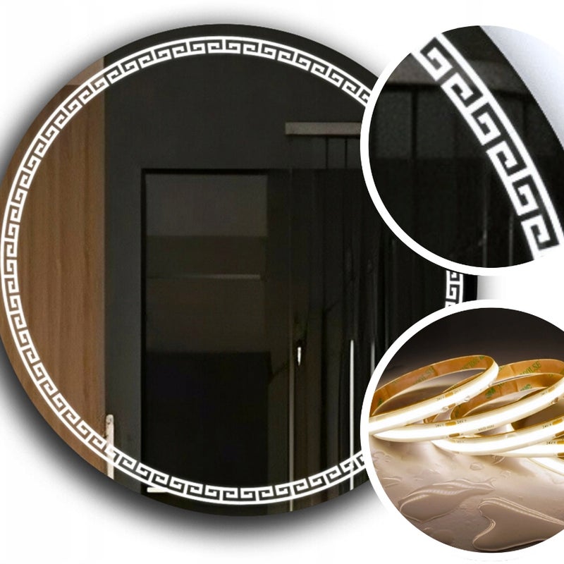 Lustro Led Okrągłe 50 cm + Wodoodporne Ledy COB 480 diod/m Ledowe Premium