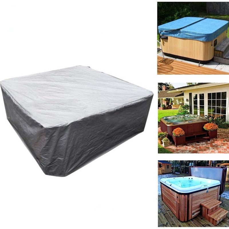 Pokrywa na basen ogrodowy - 244 x 244 x 90 cm - Pyłoszczelna ochrona - Wodoodporna pokrywa - Pokrywa na basen - Srebrna - Oxford