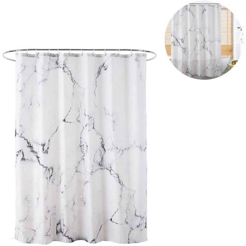 Marmurowa zasłona prysznicowa 180 x 180 cm, wodoodporna i odporna na pleśń, z poliestru, odpowiednia do wanien i pryszniców łazienkowych