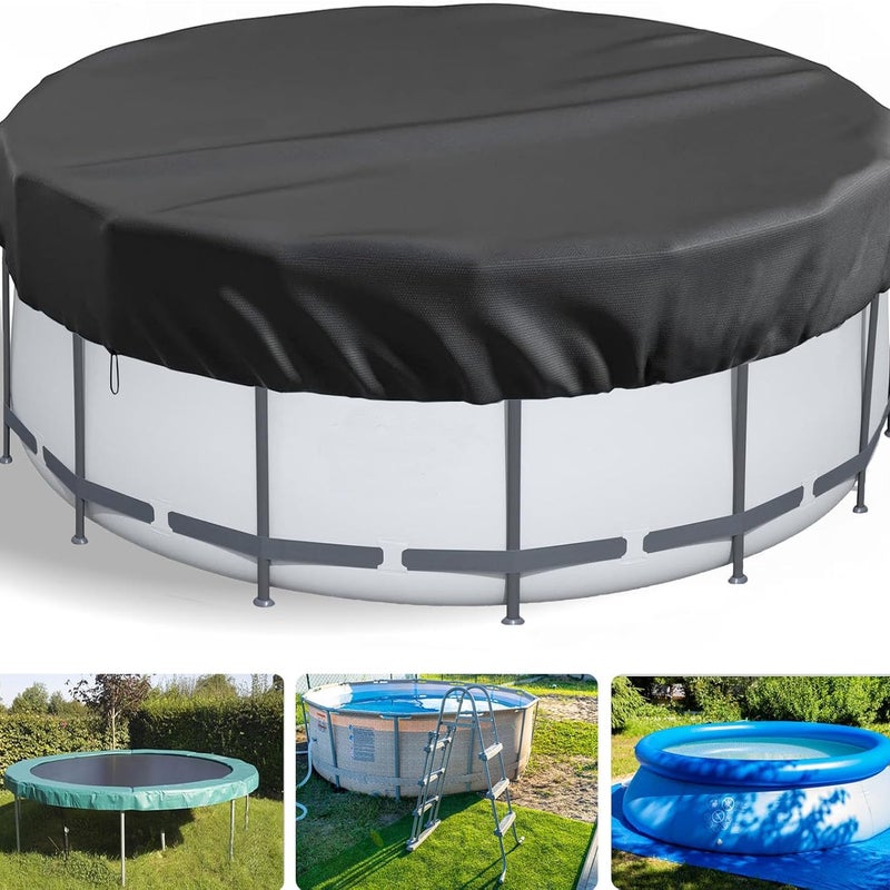 Wodoodporna i trwała pokrywa basenowa Oxford z odciągami, czarna (4,57 m)