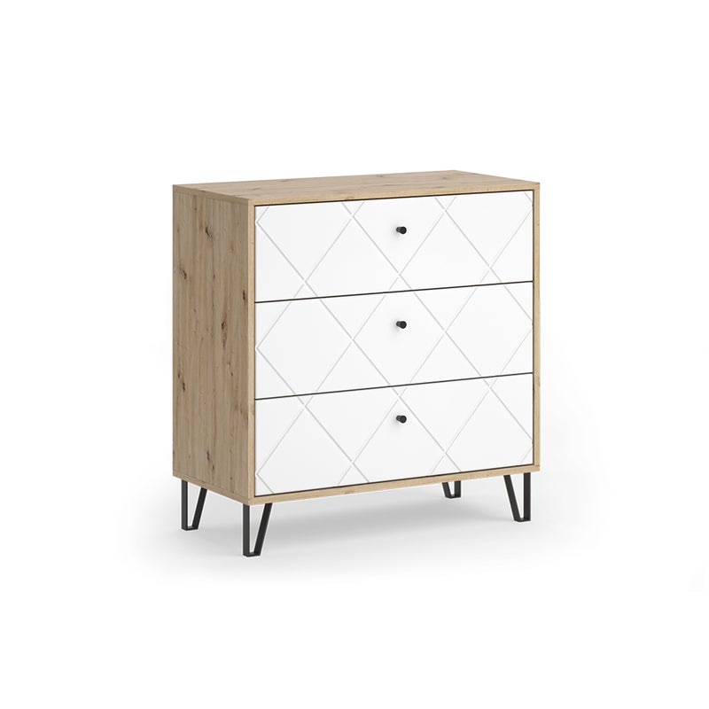 Vicco Kredens Nizza, Dąb rzemieślniczy, 80.2 x 82.6 cm z 3 szufladami