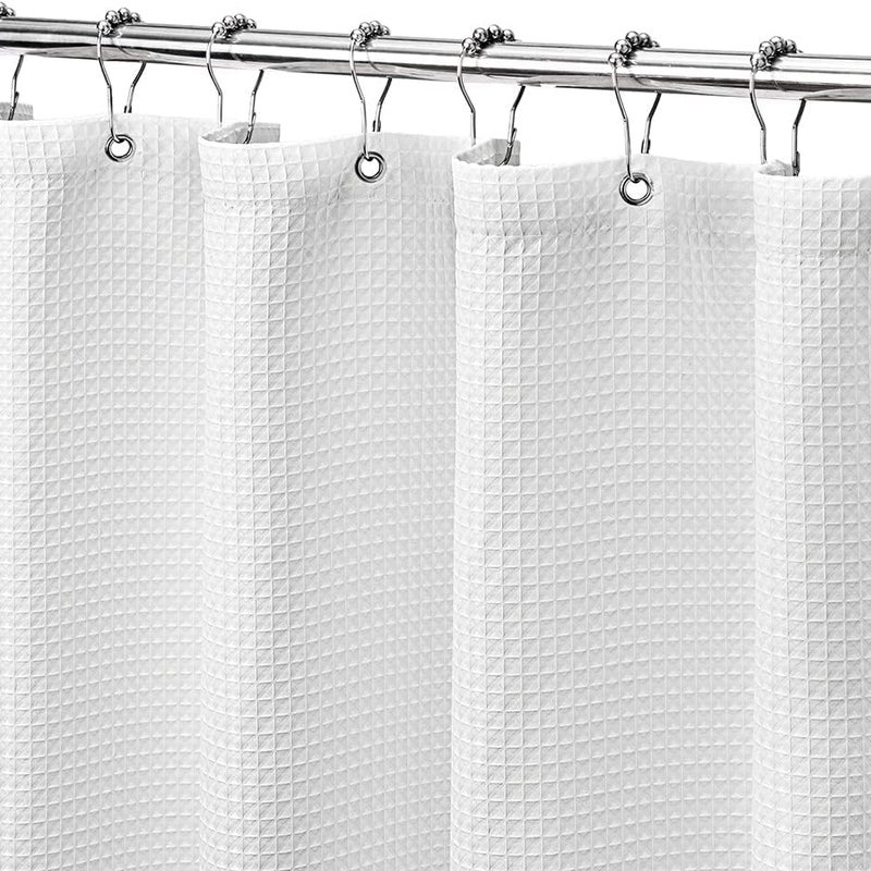 Biała zasłona prysznicowa do łazienki, luksusowa tkanina o splocie waflowym 230, prosta i trwała, wodoodporna, 100 x 180 cm