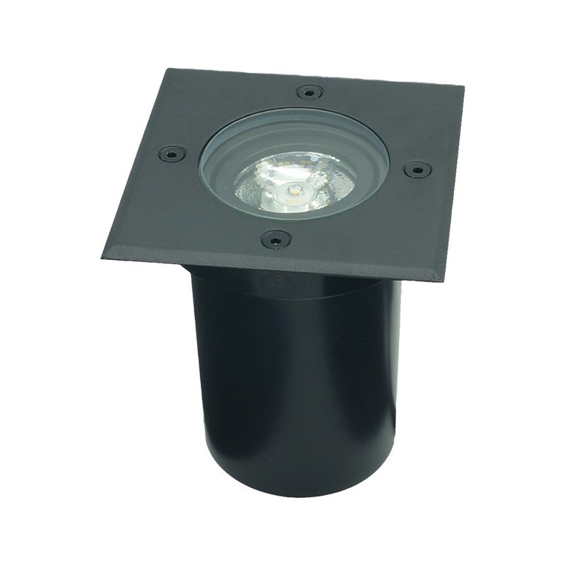 Lampa gruntowa najazdowa Erida kwadratowa czarna 1xGU10x10W IP67 wym: 13 x 11 x 11 cm metal IdeaLED