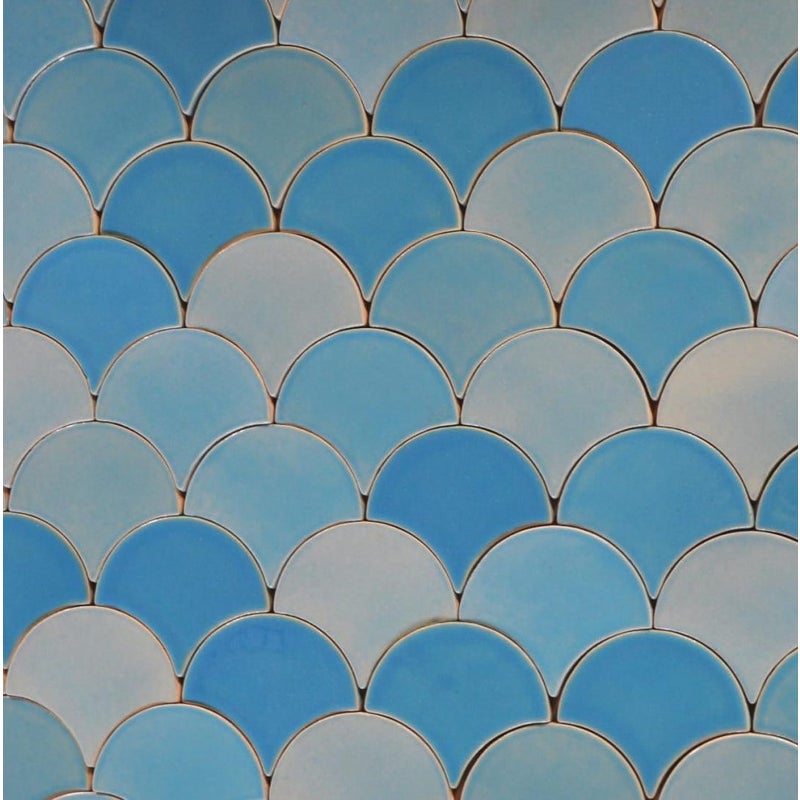 Płytki ścienne ceramiczne niebieskie w kształcie rybiej łuski Góra Lodowcowa – Kafle ceramiczne do kuchni i backsplash Płytki łazienkowe 0,3 m²