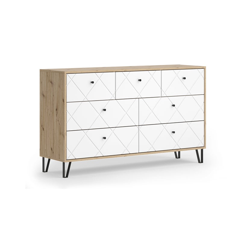 Vicco Kredens Nizza, Dąb rzemieślniczy, 140.2 x 82.6 cm z 7 szufladami