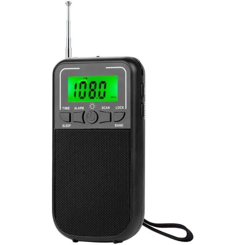 Przenośne radio kieszonkowe, mini radio z wyświetlaczem cyfrowym, odpowiednie dla rodzin i osób starszych, czarne