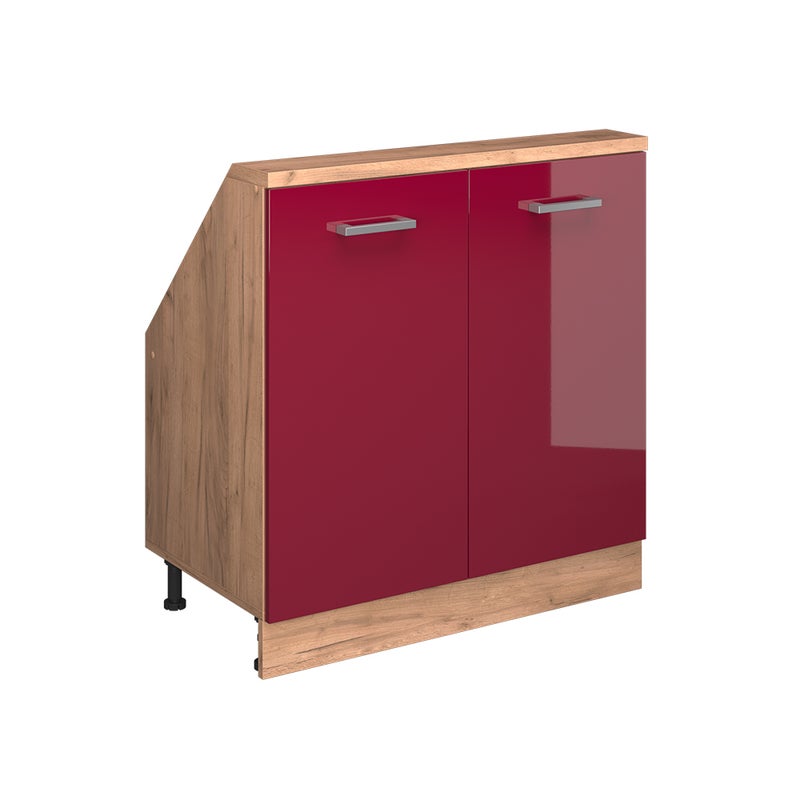 Vicco Szafka kuchenna na dach skośny R-Line, Czerwony połysk, 80 cm z 2 drzwiami