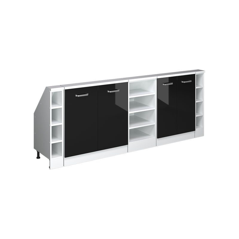 Vicco Szafka kuchenna na dach skośny R-Line, Czarny wysoki połysk, 215 cm Zestaw 5 sztuk