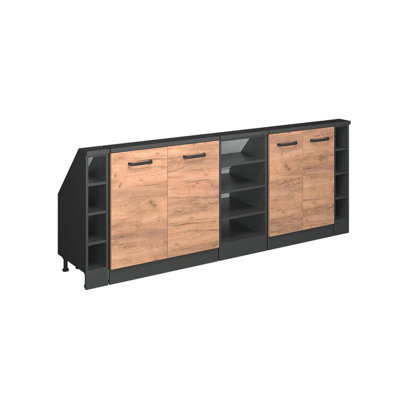 Vicco Szafka kuchenna na dach skośny R-Line, Złoty dąb energetyczny, 215 cm Zestaw 5 sztuk