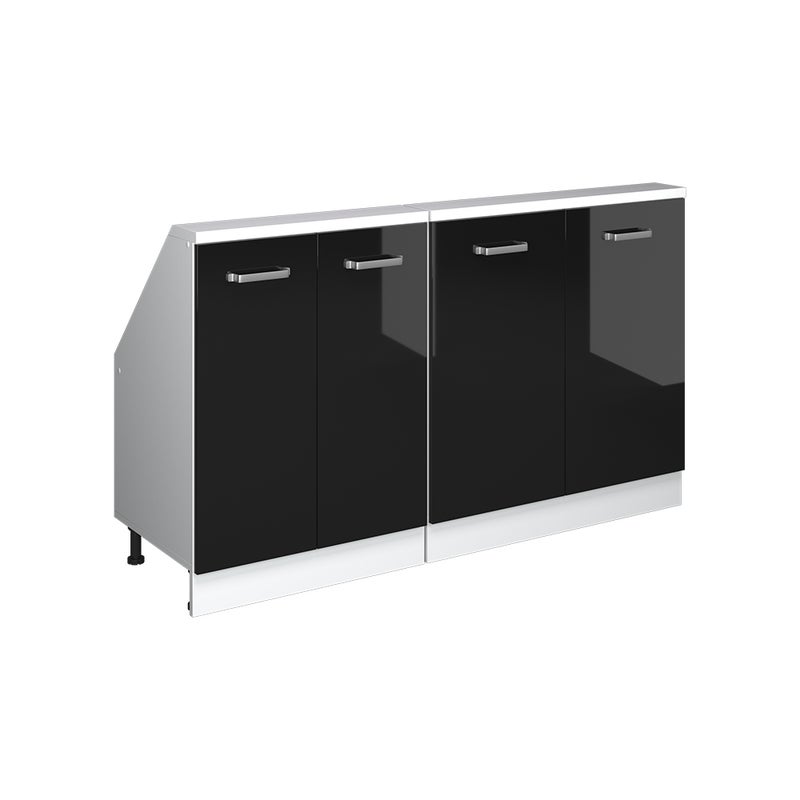 Vicco Szafka kuchenna na dach skośny R-Line, Czarny wysoki połysk, 140 cm Zestaw 2 sztuk
