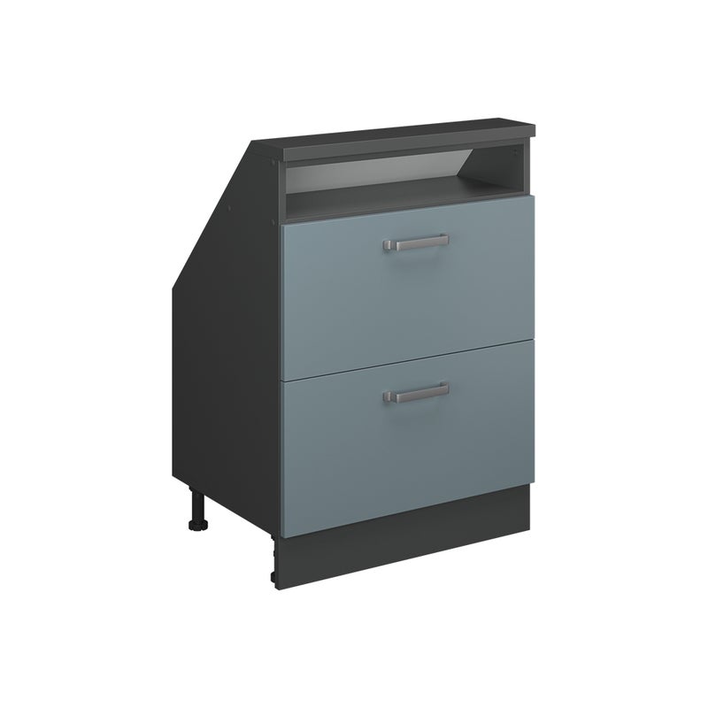 Vicco Szafka kuchenna na dach skośny R-Line, Niebiesko-szary, 60 cm z 2 szufladami
