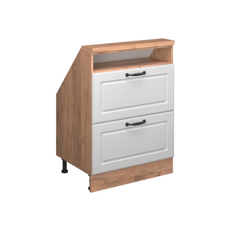 Vicco Szafka kuchenna na dach skośny R-Line, Biały domek wiejski, 60 cm z 2 szufladami