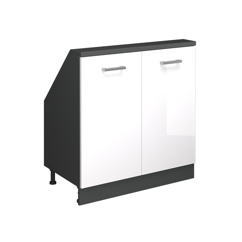 Vicco Szafka kuchenna na dach skośny R-Line, Biały wysoki połysk, 80 cm z 2 drzwiami