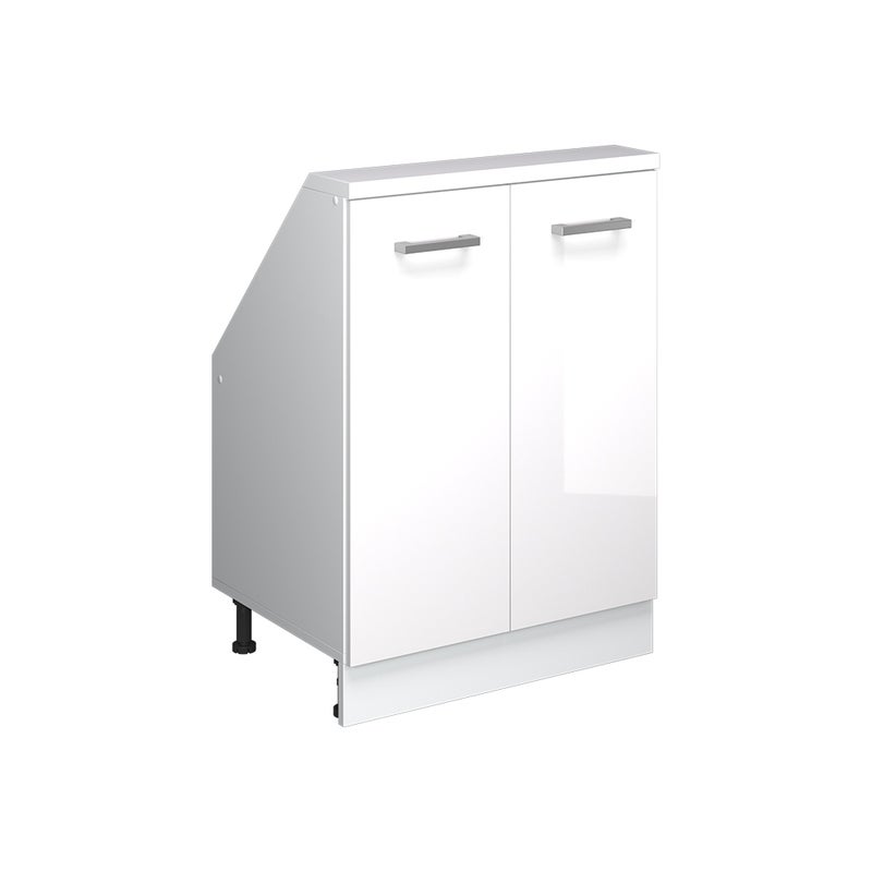 Vicco Szafka kuchenna na dach skośny R-Line, Biały wysoki połysk, 60 cm z 2 drzwiami