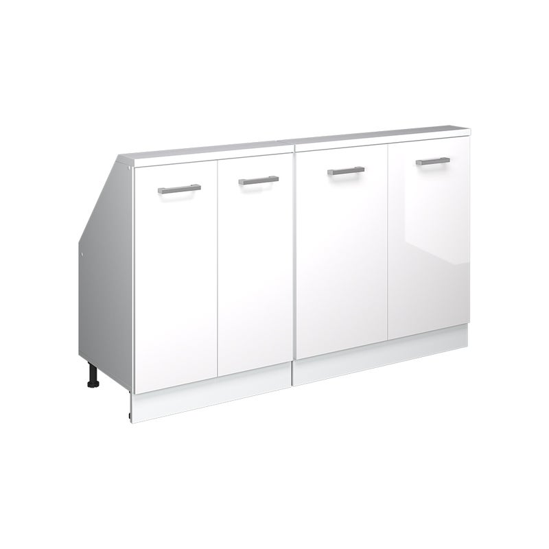 Vicco Szafka kuchenna na dach skośny R-Line, Biały wysoki połysk, 140 cm Zestaw 2 sztuk