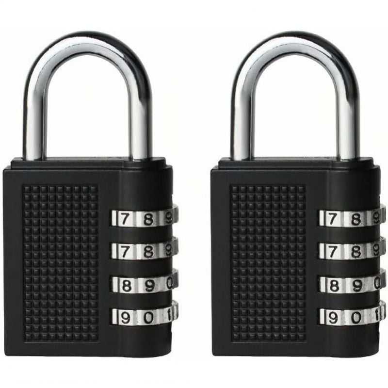 Kłódka garażowa biurowa ze stopu cynku, 2 sztuki, kombinacja 4-cyfrowa, czarna