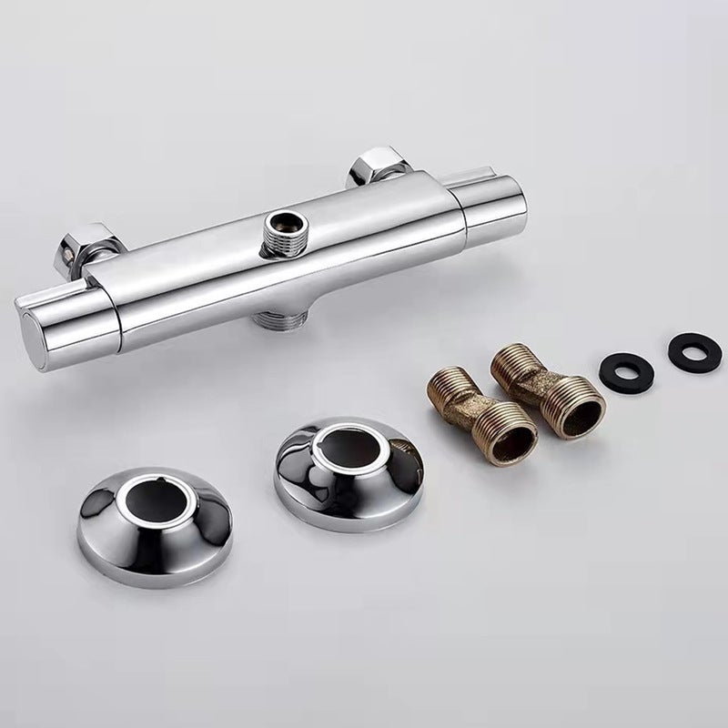 Bateria termostatyczna prysznicowa z 2 wyjściami, bateria termostatyczna do prysznica i kolumny, chromowana, bateria prysznicowa mosiężna z zabezpiecz