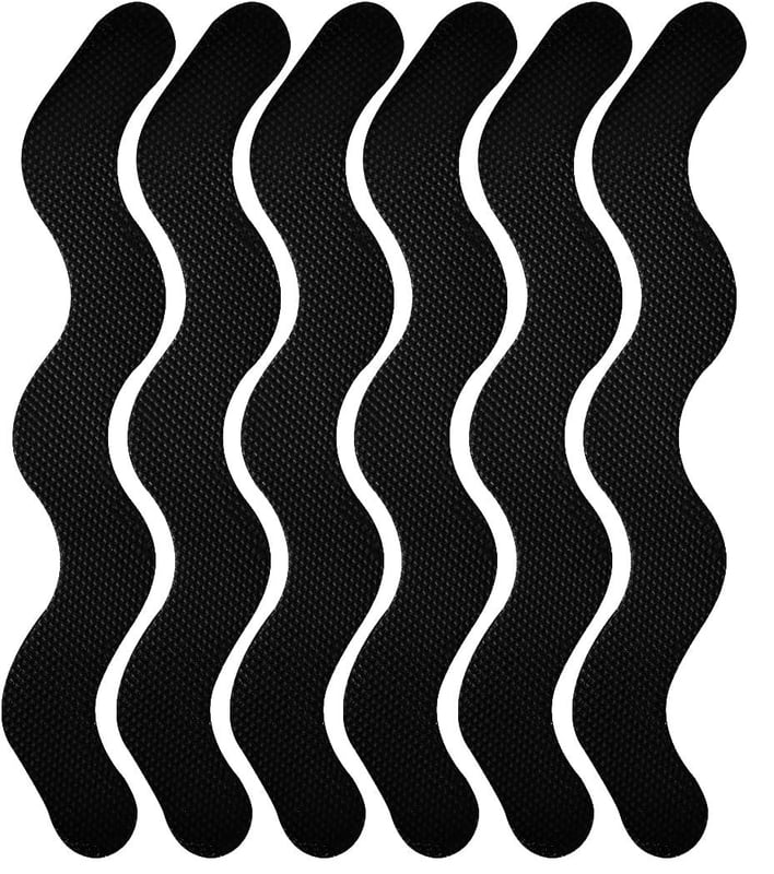 Naklejki antypoślizgowe pod prysznic, w kształcie litery S, do wanien, pryszniców, schodów, 1,3 x 18 cm, opakowanie 6 szt., czarne