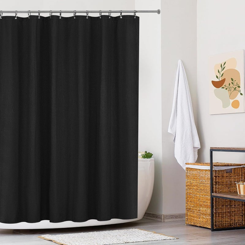Zmywalna zasłona prysznicowa z wodoodpornej tkaniny poliestrowej do prysznica i łazienki 180x180 cm tłoczona na czarno