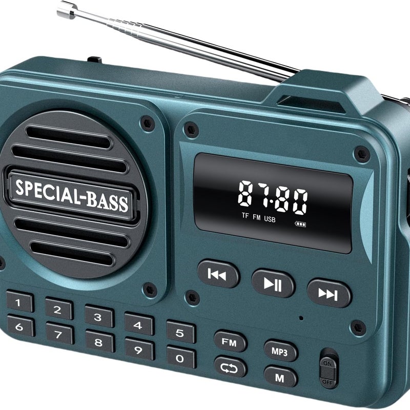 Radio kieszonkowe, ładowalne radio FM, doskonały odbiór, ekran LCD, idealne do spacerów i biegania, niebieskie