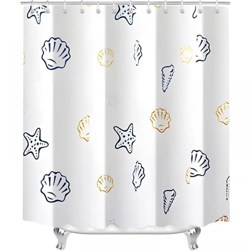 Zasłona prysznicowa 80 x 180 cm – wzór Ocean World – odporna na pleśń – wodoodporna – poliester – 8 pierścieni – odpowiednia do łazienek