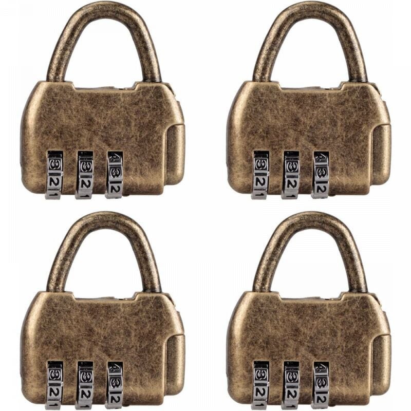 Zestaw 4 zabytkowych mini kłódek szyfrowych do pamiętników, torebek, zabytkowych kłódek szyfrowych