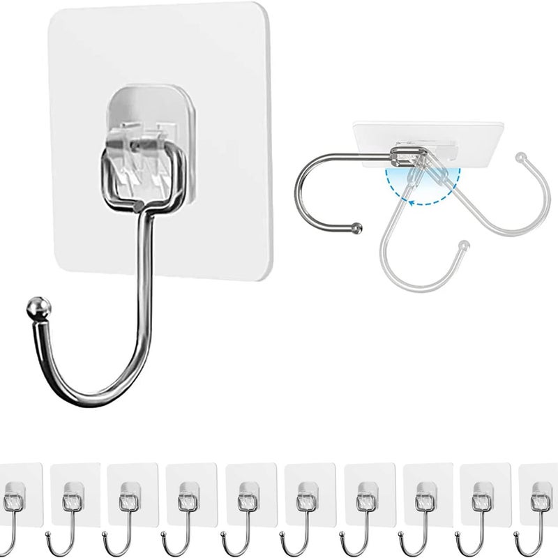 (10 sztuk) Hak samoprzylepny 15 kg (maks.) Przezroczysty samoprzylepny, wodoodporny i olejoodporny, wieszak ścienny na ręczniki do łazienki, kuchni, s