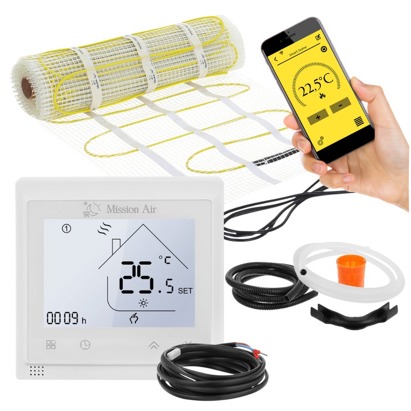 Zestaw mat grzewczych pod płytki MA-160 1,5m² + Libra Biały