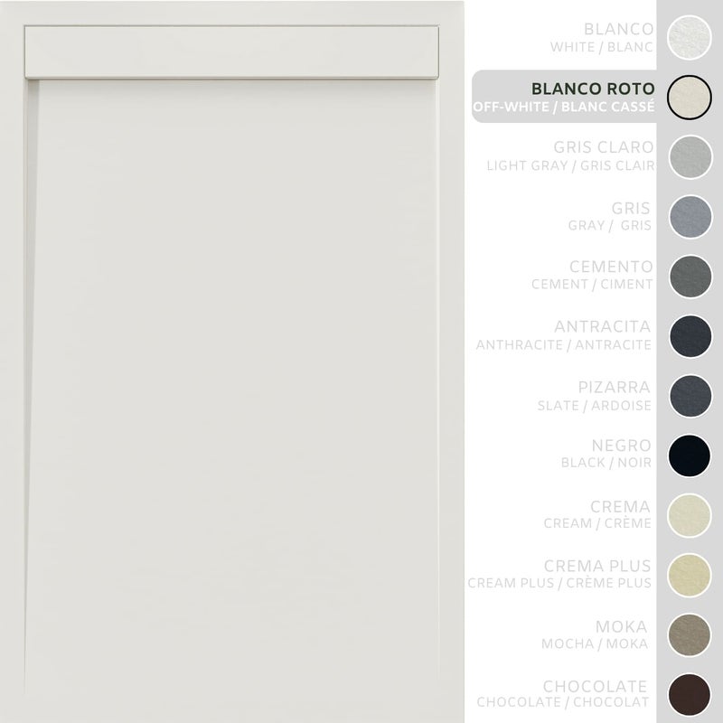 SOULHOME Brodzik prysznicowy– Żywica– Gel Coat– Gładka/Kamienna tekstura – Antypoślizgowy – złamana biel- 190x90- Niski 3cm– Minimalistyczny