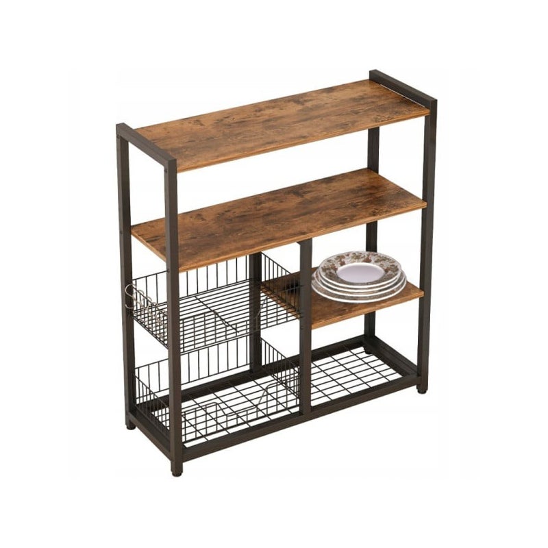 Regał szafka kuchenna ciemny brąz industrialny drewno retro wyspa półka