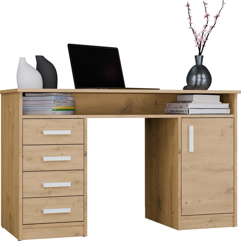 Biurko ADA dąb artisan 4 Szuflady Szafka Półki Do Biura Pokoju 55x75x125 cm