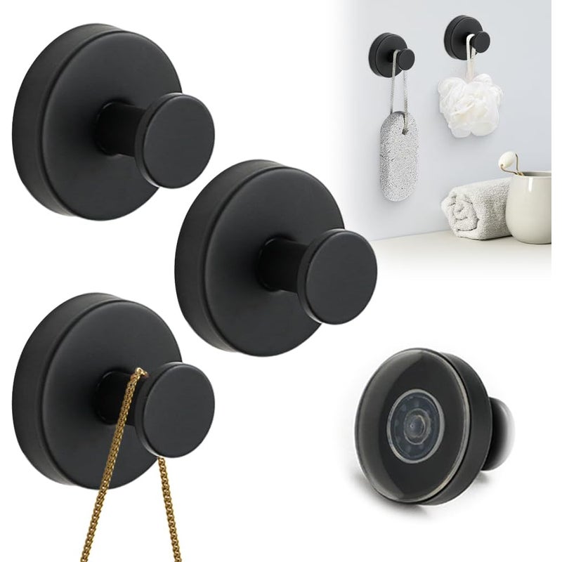 Czarny haczyk z przyssawką 6*6*4,5 cm, 3 szt., ze stali nierdzewnej, odpowiedni do szkła, nie wymaga wiercenia, wieszak na ręczniki