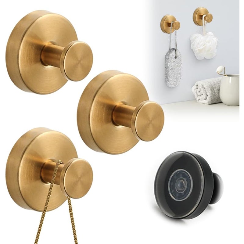 Złoty haczyk z przyssawką 6*6*4,5 cm 3 szt. ze stali nierdzewnej, odpowiedni do szkła, nie wymaga wiercenia, wieszak na ręczniki