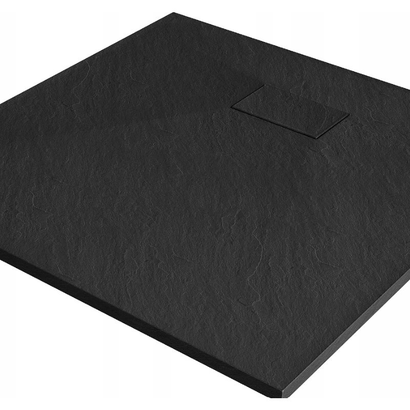 Brodzik prysznicowy kwadratowy Efekt Kamienia 90 x 90 cm Czarny Corciano