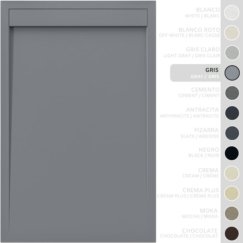 SOULHOME Brodzik prysznicowy– Żywica– Gel Coat– Gładka/Kamienna tekstura – Antypoślizgowy – szary- 90x70- Niski 3cm– Minimalistyczny