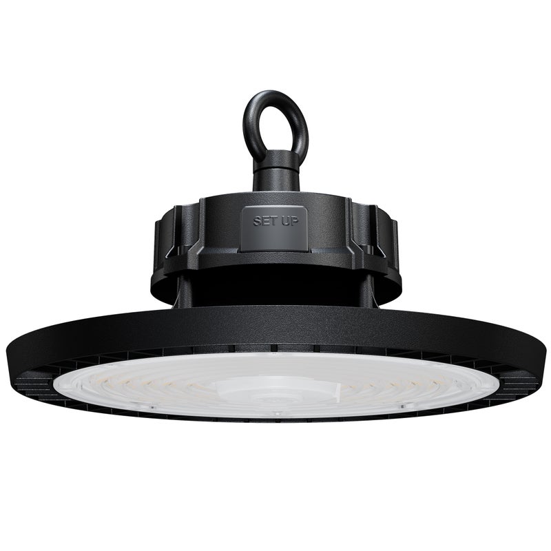 Lampa high bay LED ADC 200W 29cm IP65 5000K zimna biel regulowany kąt ściemnianie Zhaga czarna MasterLED
