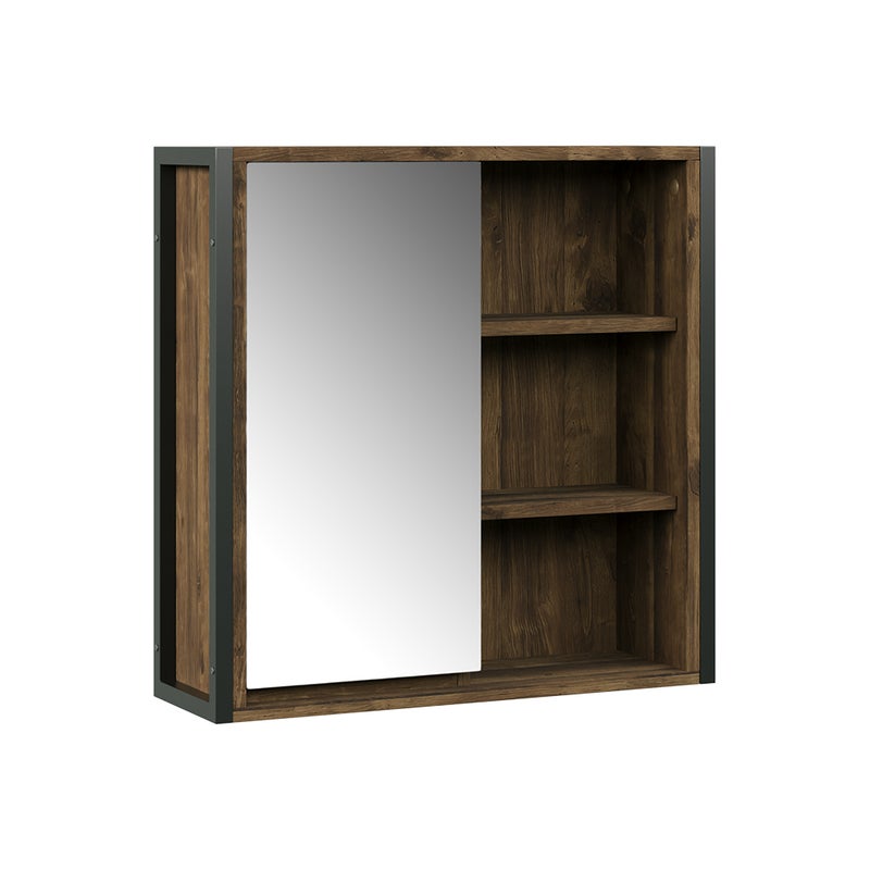 Vicco Szafka z lustrem w łazience Naola, Dąb/czarny, 62.2 x 62.5 cm z 1 drzwiami lustrzanymi